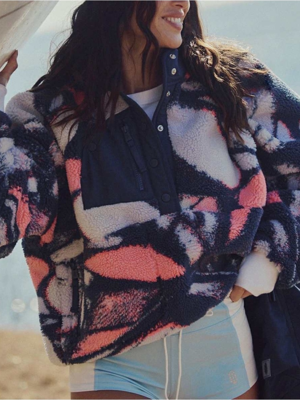 Free people Hit The Slopes Printed Fleece Pullover butterfly print